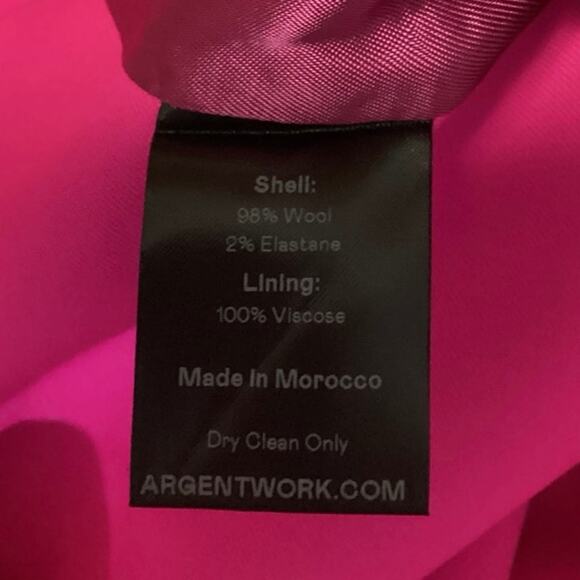 NEW Argent Womens PInk Wool Peak Lapel Double Breasted Blazer Coat Jacket 10 - Picture 5 of 5
